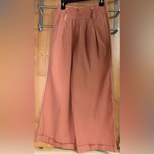 Anthropologie Tiny Ulysses Wide Leg Pants Blush Cotton High Rise Small